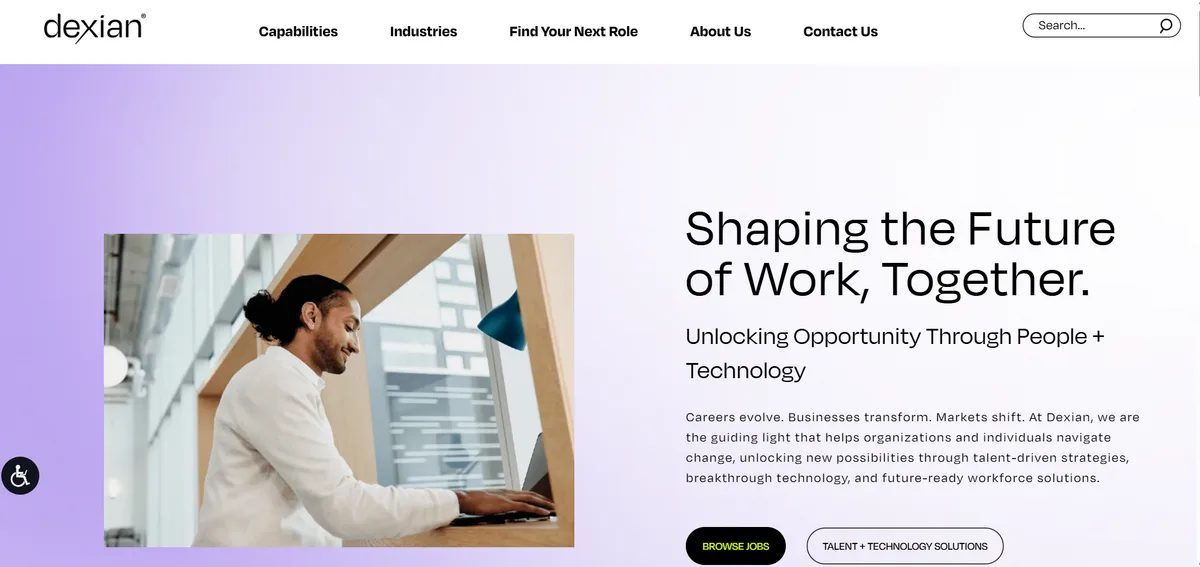 Dexian ERP staffing and consulting services homepage