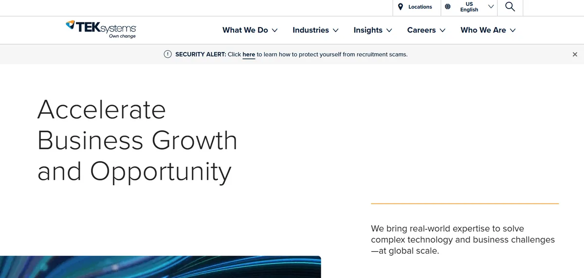TEKsystems IT staffing and enterprise solutions homepage