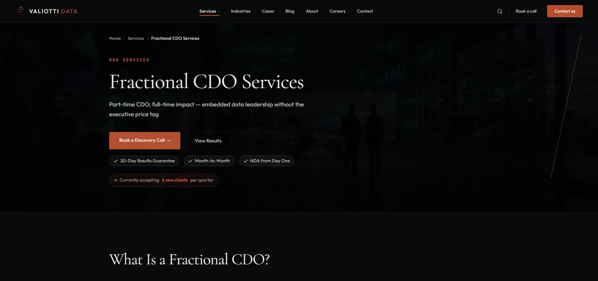 Valiotti Data fractional CDO services page 2026