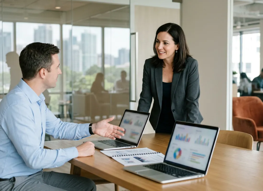 Fractional Chief Data Officer reviewing conflicting customer counts on two dashboards with a finance lead
