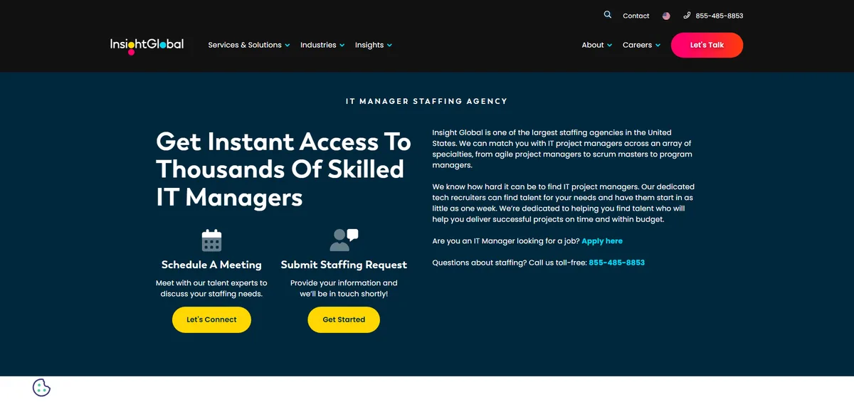 Insight Global IT project program manager recruiting page 2026