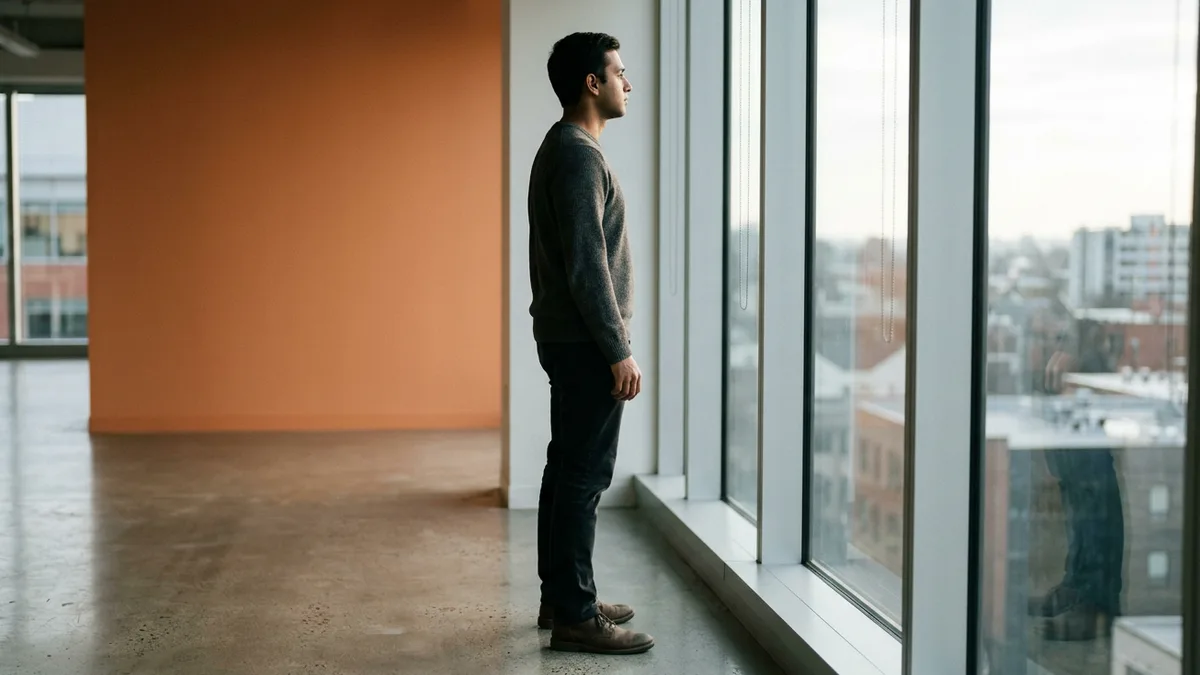 Software engineer at an office window thinking through how to measure AI feature quality