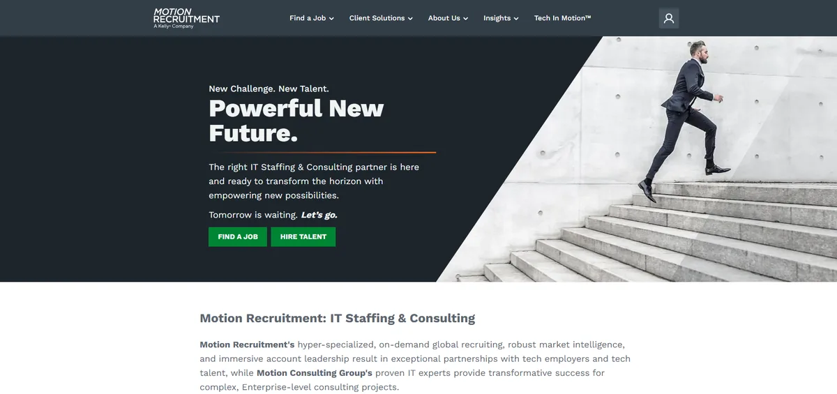 Motion Recruitment IT staffing homepage 2026