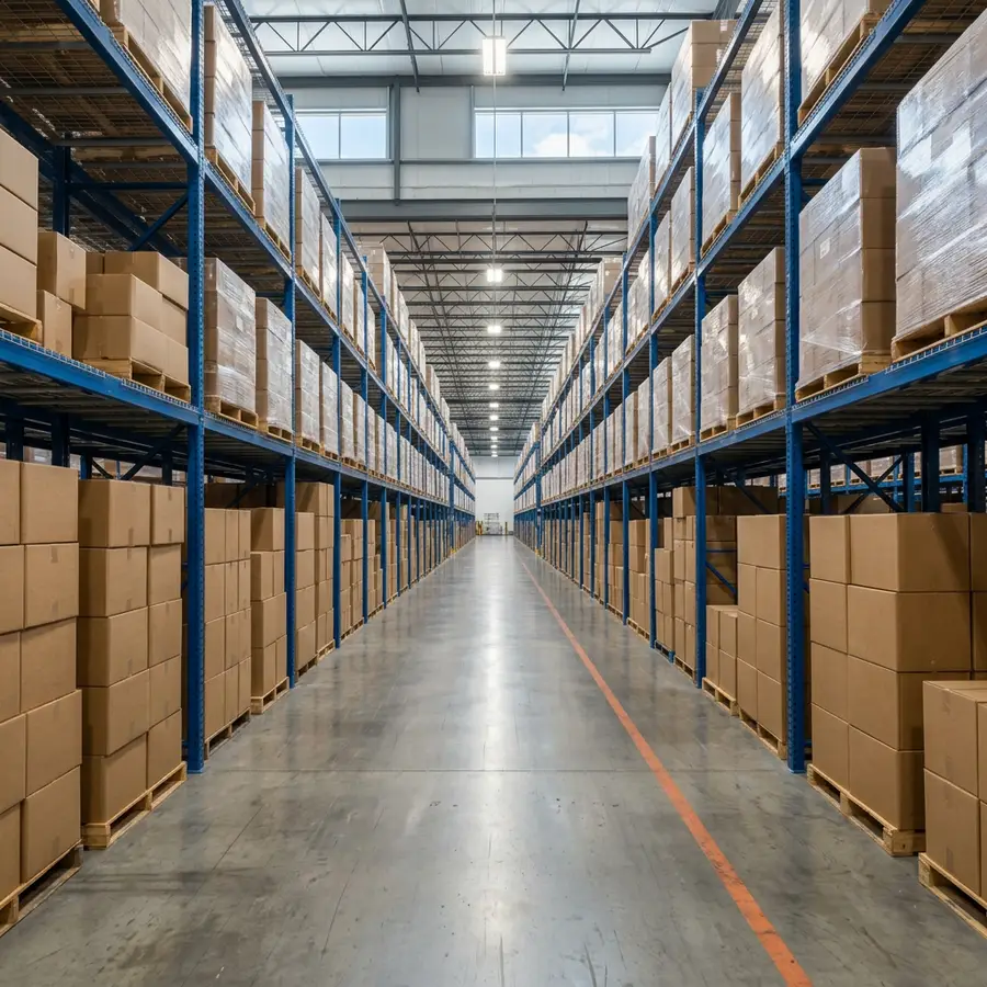 Pallet racking and picked cartons in a Tampa Bay wholesale distribution warehouse