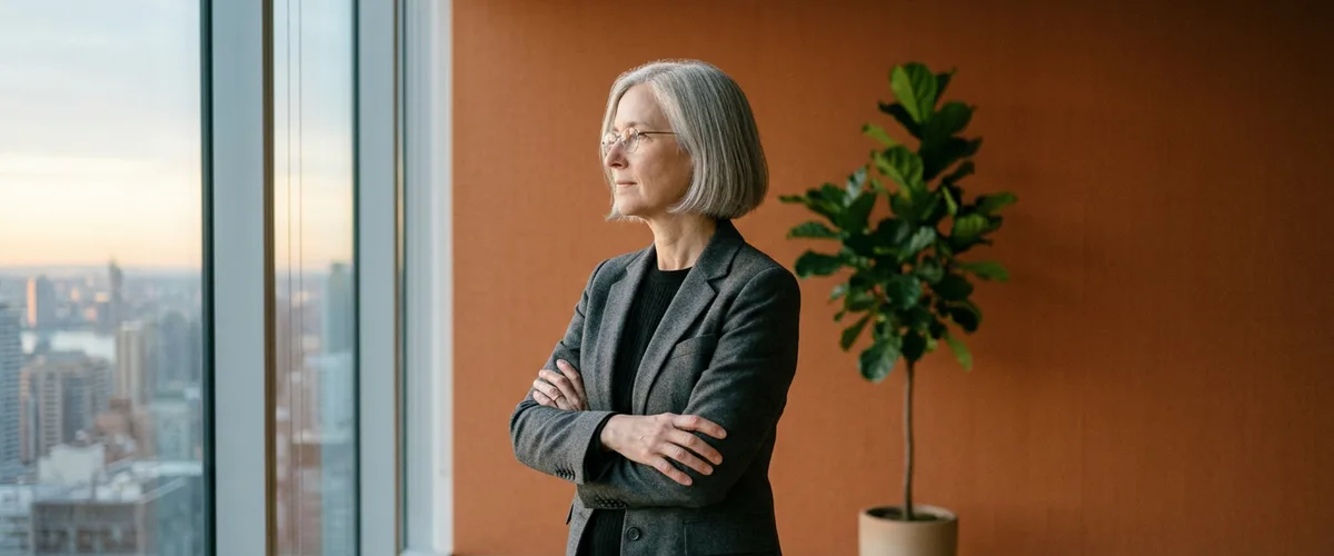Senior Oracle database administrator standing in profile at an office window, the experienced hire an Oracle DBA job description should attract