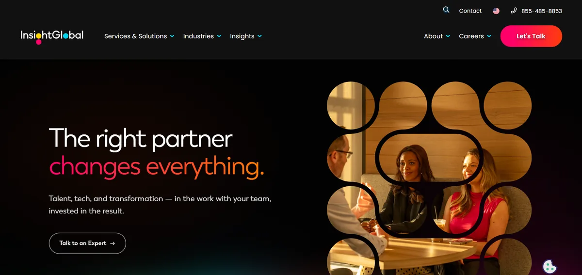 Insight Global contract product manager staffing agency homepage 2026