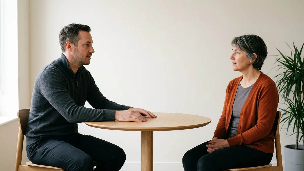 Rentable CIO and a mid-market CFO seated at a small table working through technology decisions