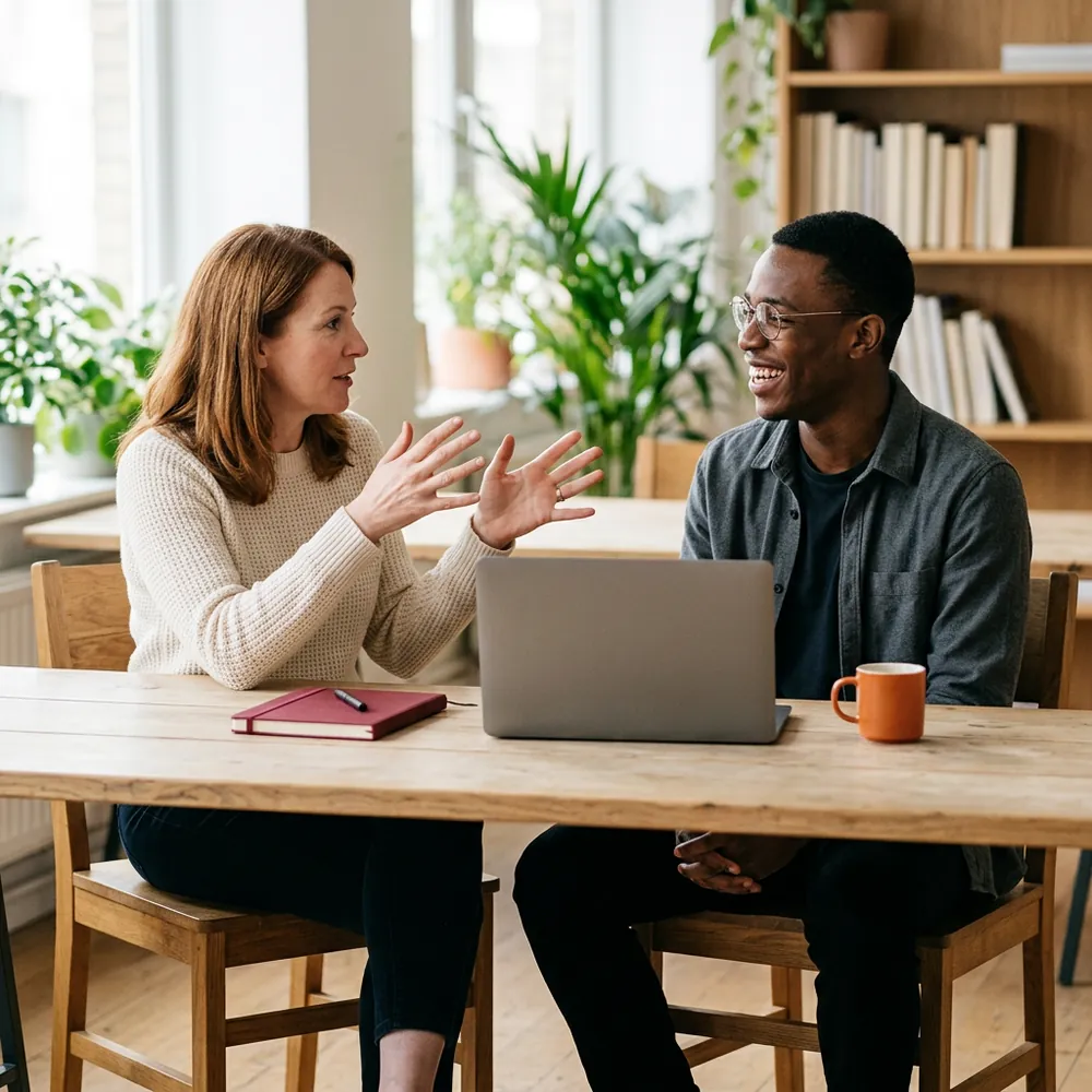 In-house Salesforce admin and a contract developer working side by side at a shared desk