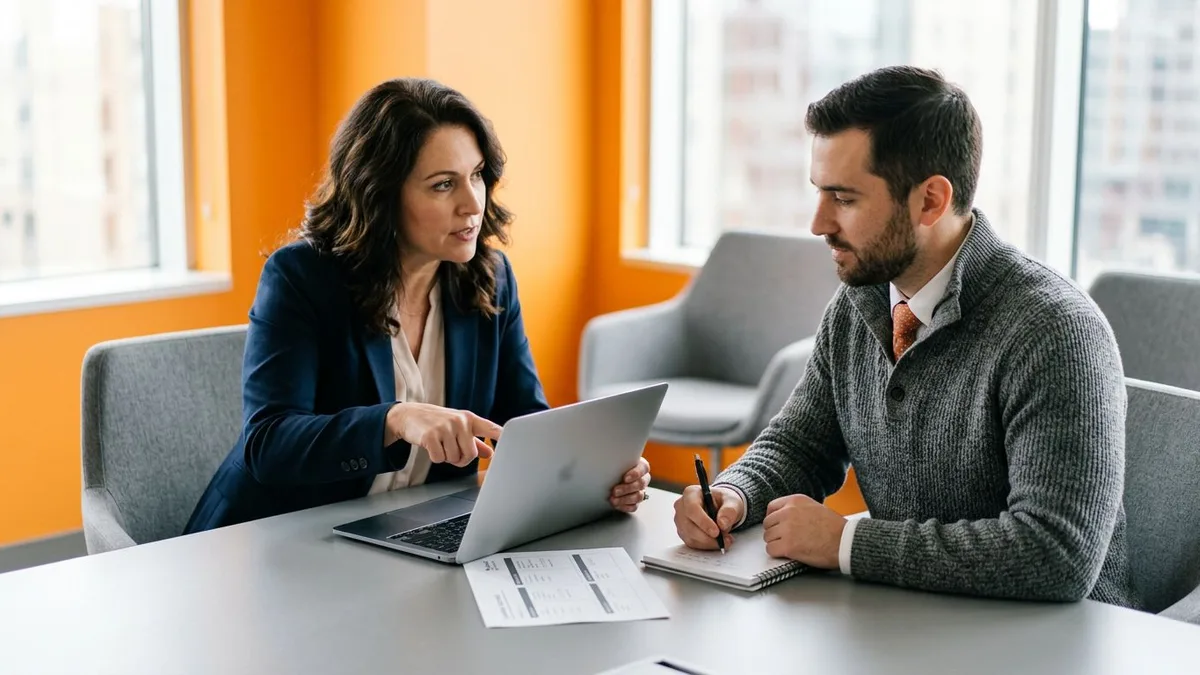 Hiring manager and technical recruiter reviewing a Splunk engineer candidate scorecard