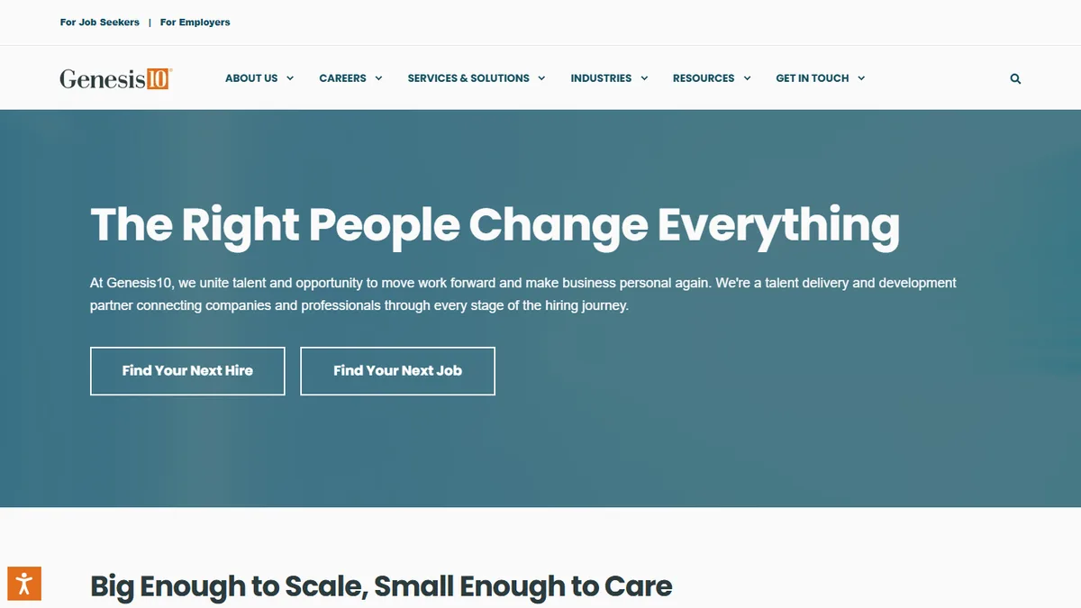 Genesis10 homepage — enterprise contract DBA staffing
