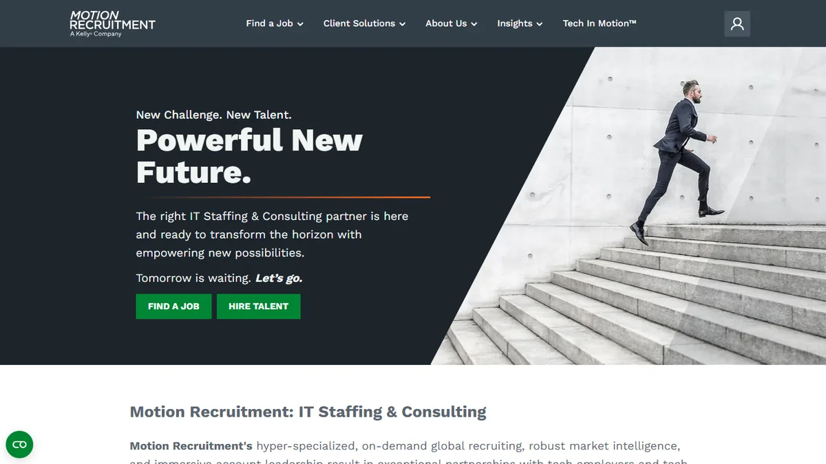 Motion Recruitment IT contracting company homepage 2026