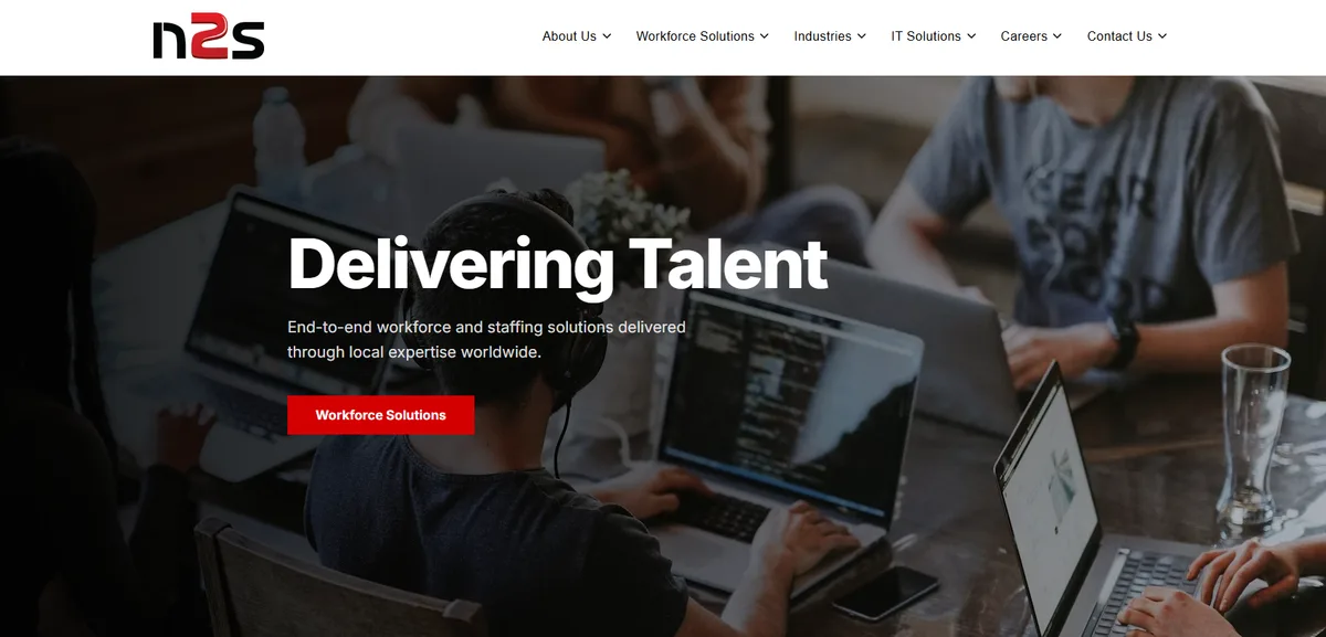 Net2Source homepage showing semiconductor and embedded systems contract staffing, ranked number six for 2026