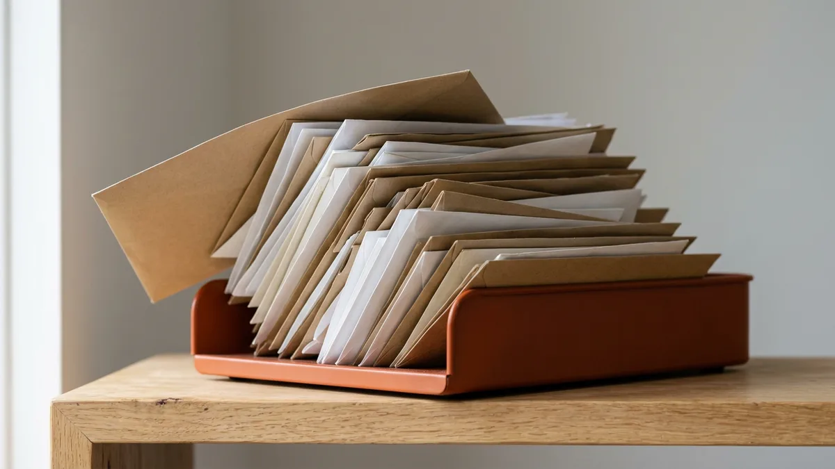 Orange letter tray overfilled with unopened vendor bills waiting for NetSuite AP automation and Bill Capture