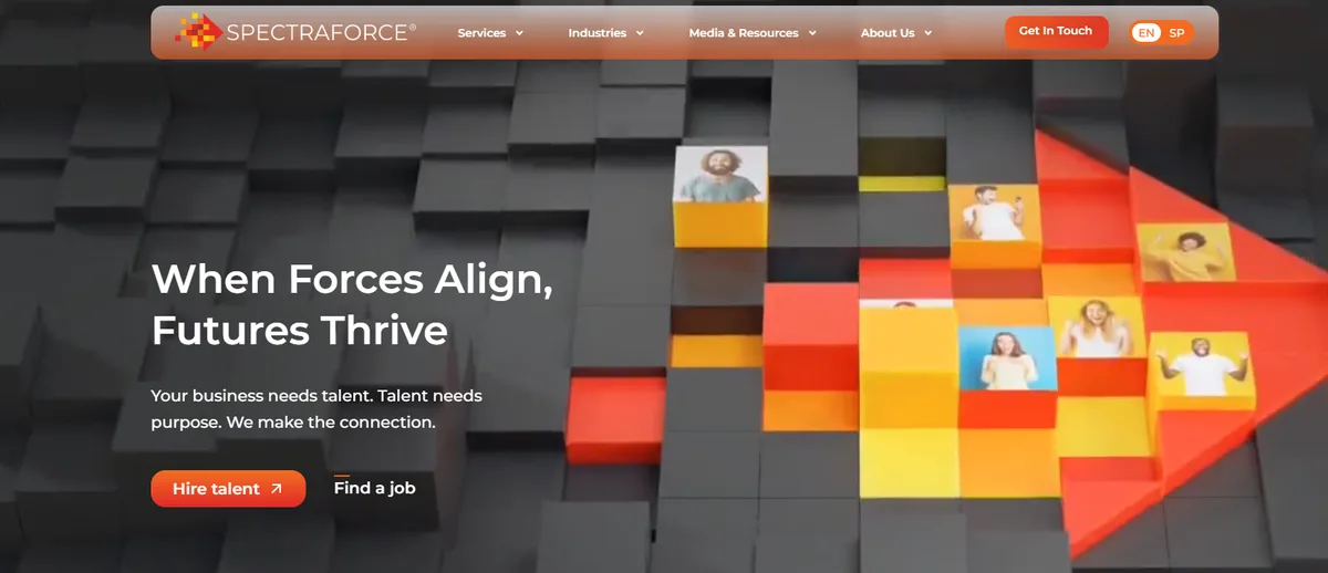 SPECTRAFORCE homepage, ranked number three for automotive embedded and ADAS firmware staffing in 2026